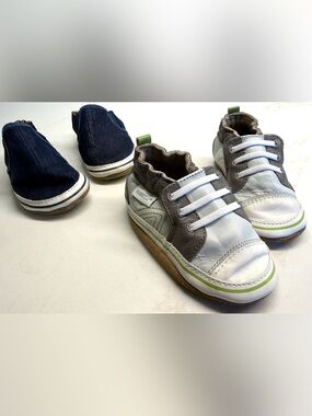 Robeez 12-18M Shoe Bundle | Gray Sneakers & Navy Slip-Ons